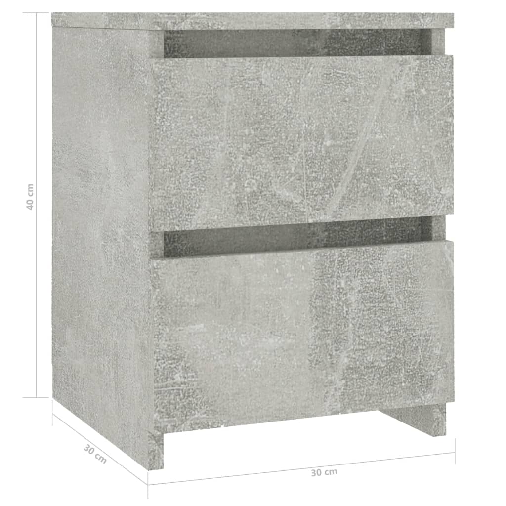 Nattbord 2 stk betonggrå 30x30x40 cm konstruert tre