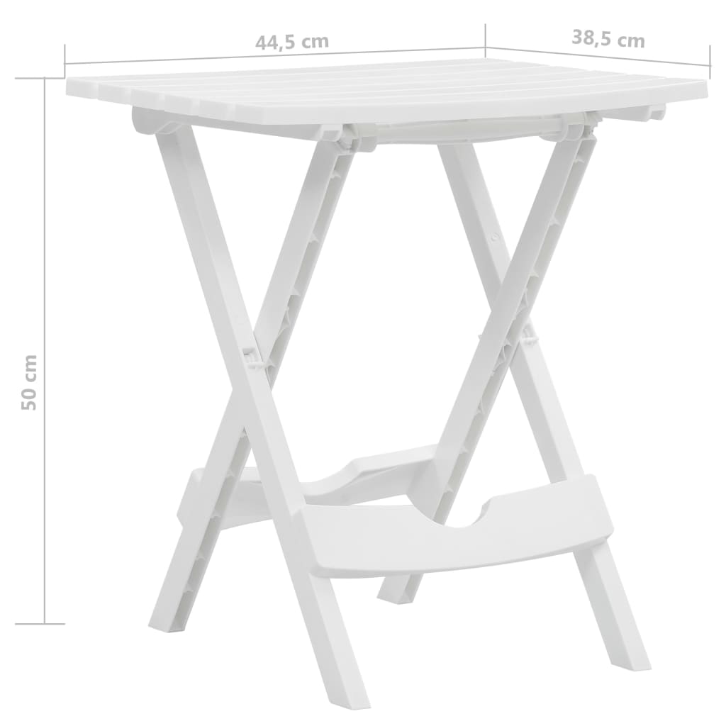 Sammenleggbart hagebord 45,5x38,5x50 cm hvit