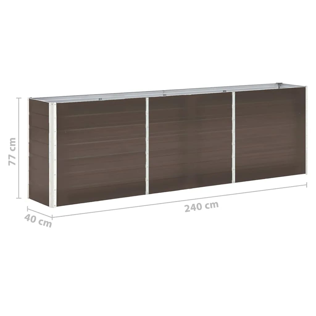 Høybed galvanisert stål 240x40x77 cm brun