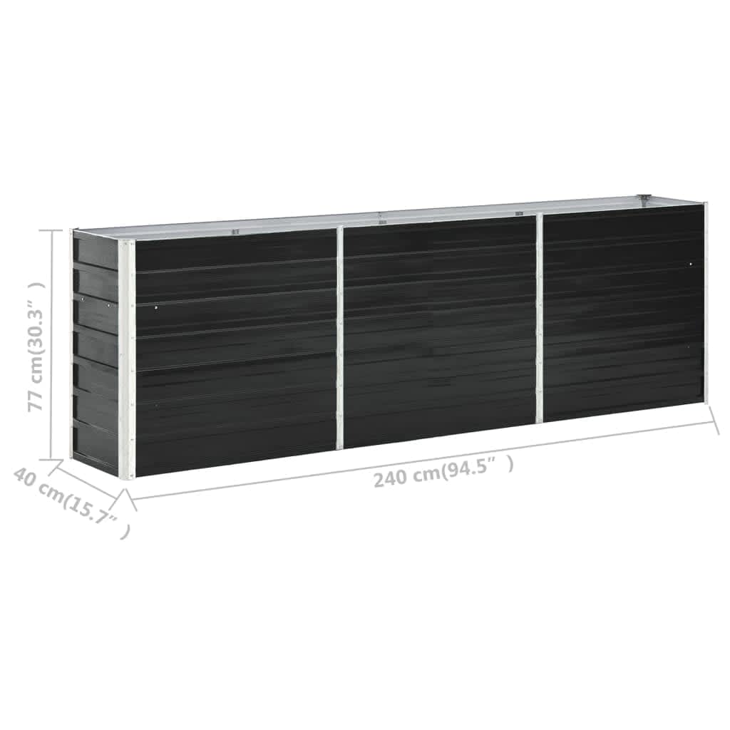 Høybed galvanisert stål 240x40x77 cm antrasitt