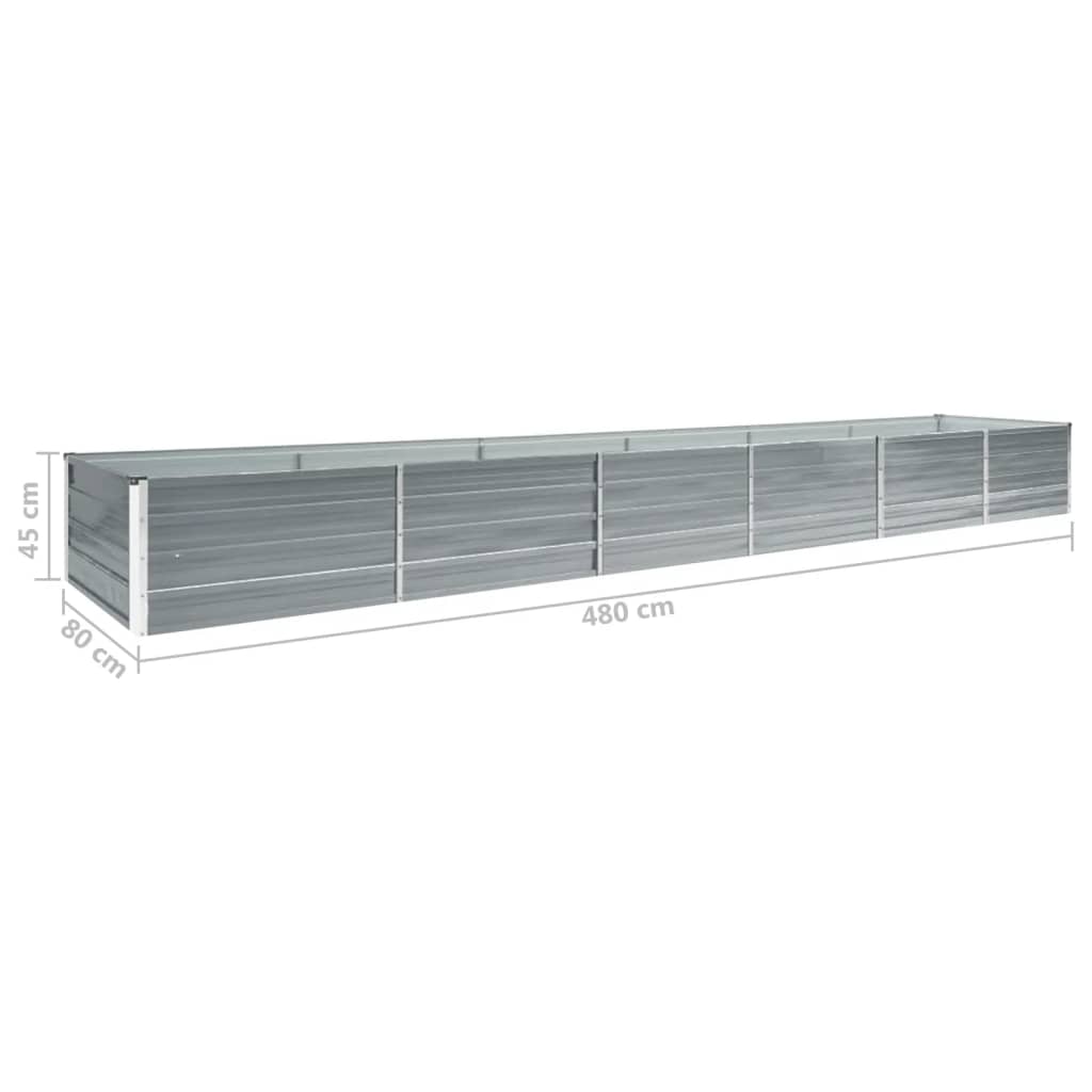 Høybed galvanisert stål 480x80x45 cm grå