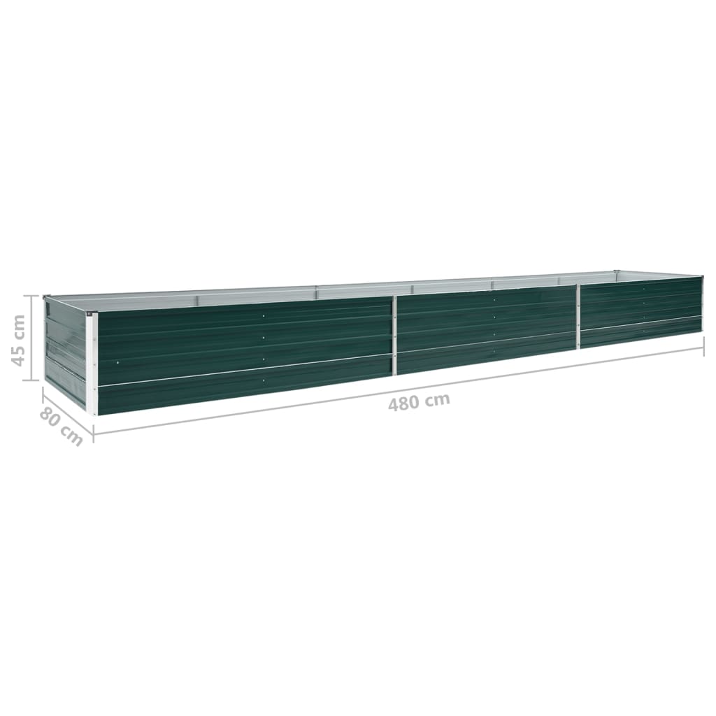 Høybed galvanisert stål 480x80x45 cm grønn