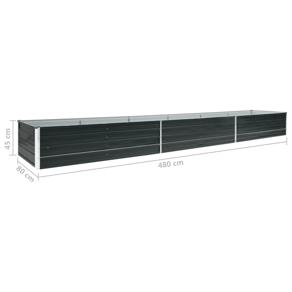 Høybed galvanisert stål 480x80x45 cm antrasitt