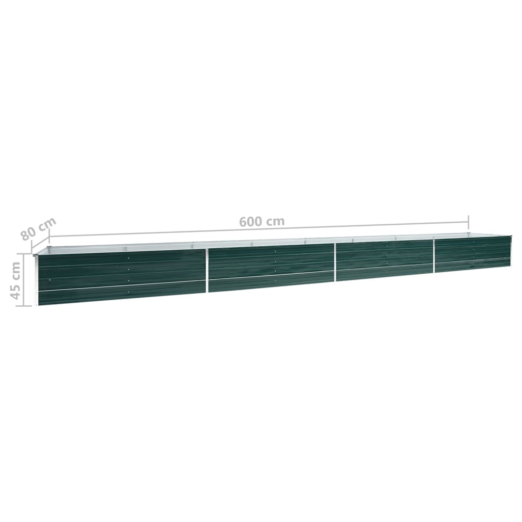 Høybed galvanisert stål 600x80x45 cm grønn