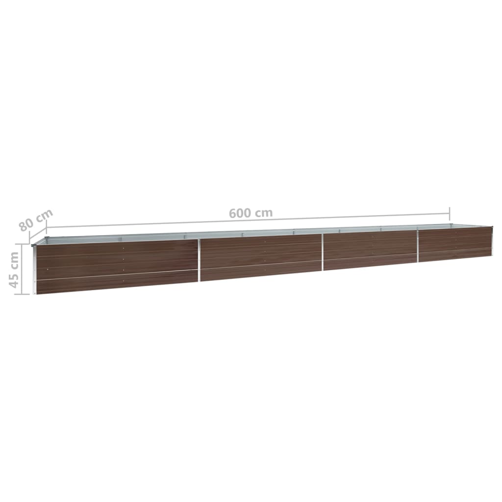 Høybed galvanisert stål 600x80x45 cm brun