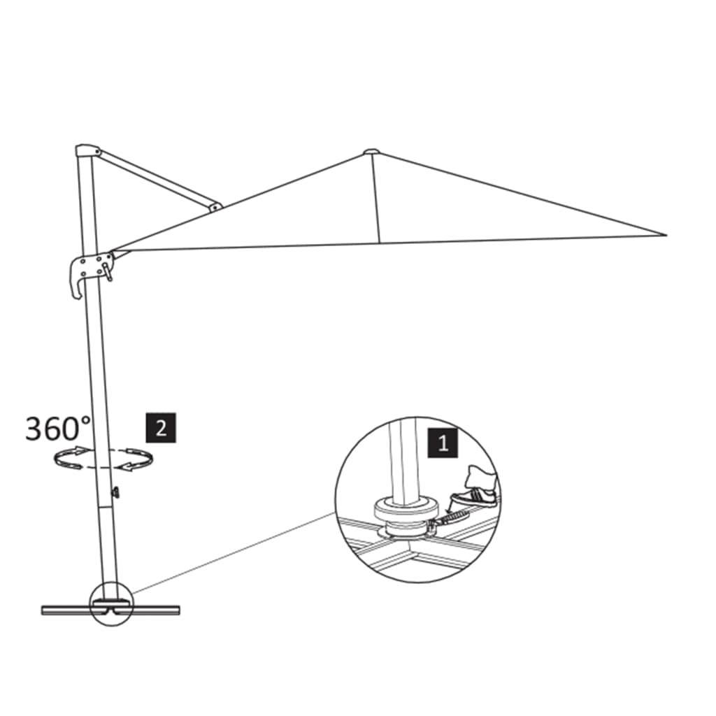 Hengende hageparasoll med aluminiumsstang 3x3 m svart