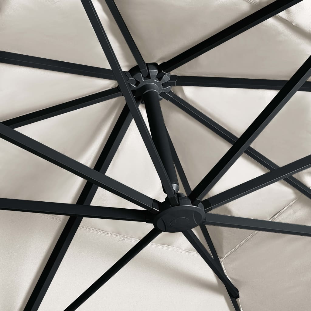 Hengende hageparasoll med LED og aluminiumsstang 400x300cm sand