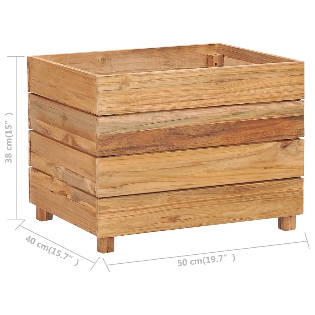 Høybed 50x40x38 cm resirkulert teak og stål