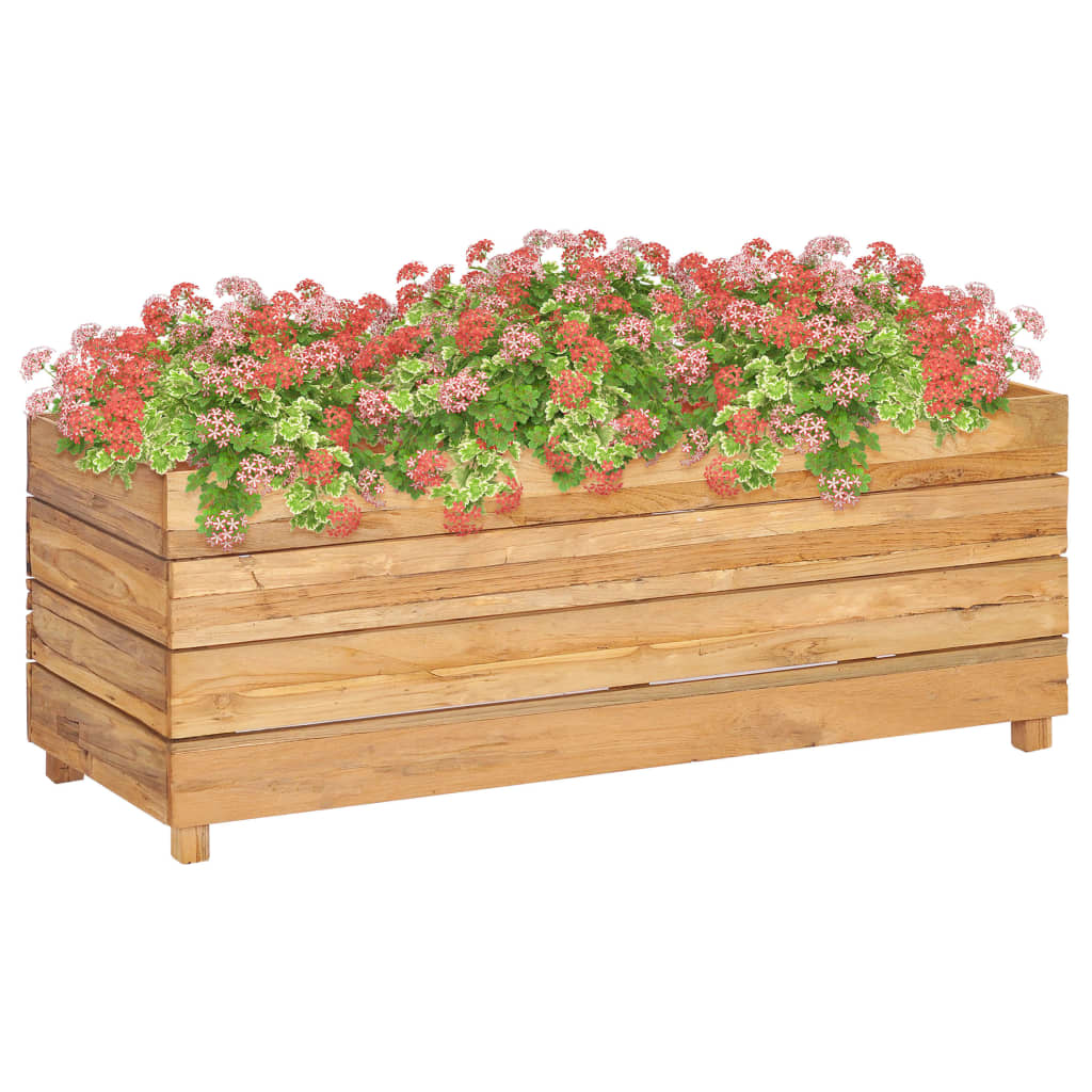 Høybed 100x40x38 cm resirkulert teak og stål