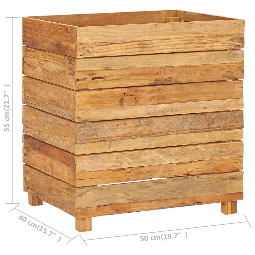Høybed 50x40x55 cm resirkulert te0ak og stål