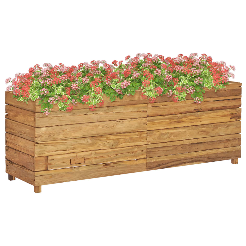 Høybed 150x40x55 cm resirkulert teak og stål