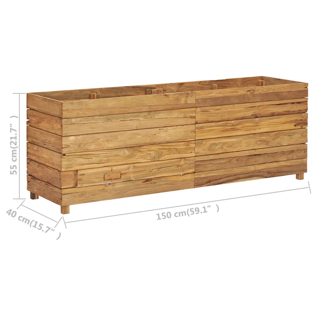 Høybed 150x40x55 cm resirkulert teak og stål