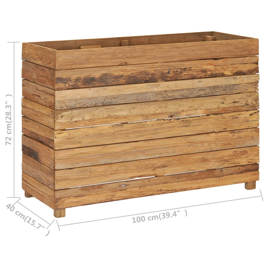 Høybed 100x40x72 cm resirkulert teak og stål