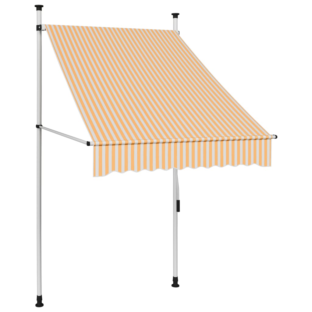 Manuell uttrekkbar markise 100 cm oransje og hvite striper