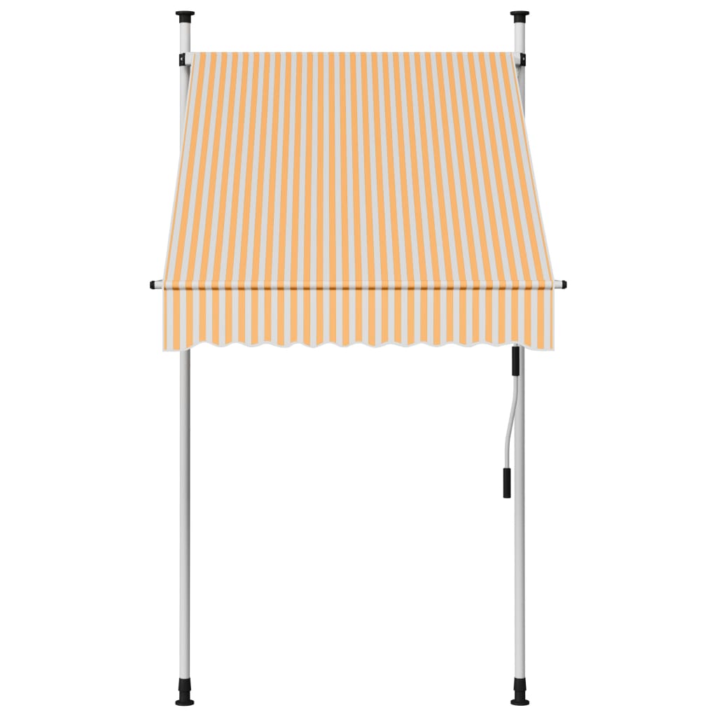 Manuell uttrekkbar markise 100 cm oransje og hvite striper