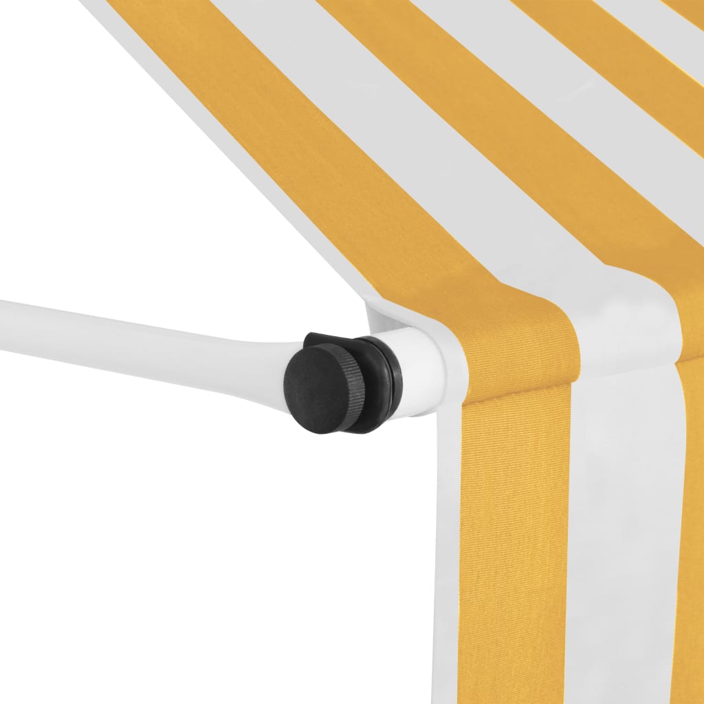 Manuell uttrekkbar markise 100 cm oransje og hvite striper