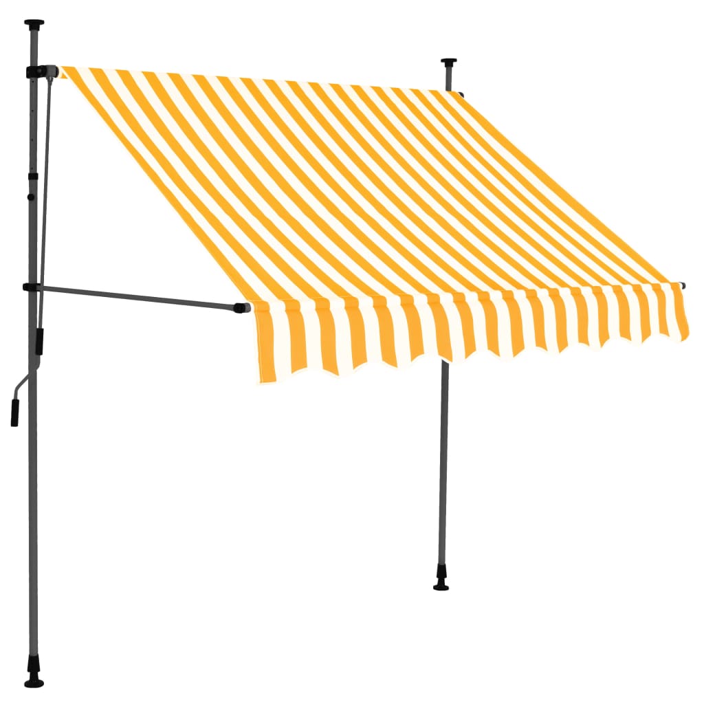 Manuell uttrekkbar markise med LED 200 cm hvit og oransje
