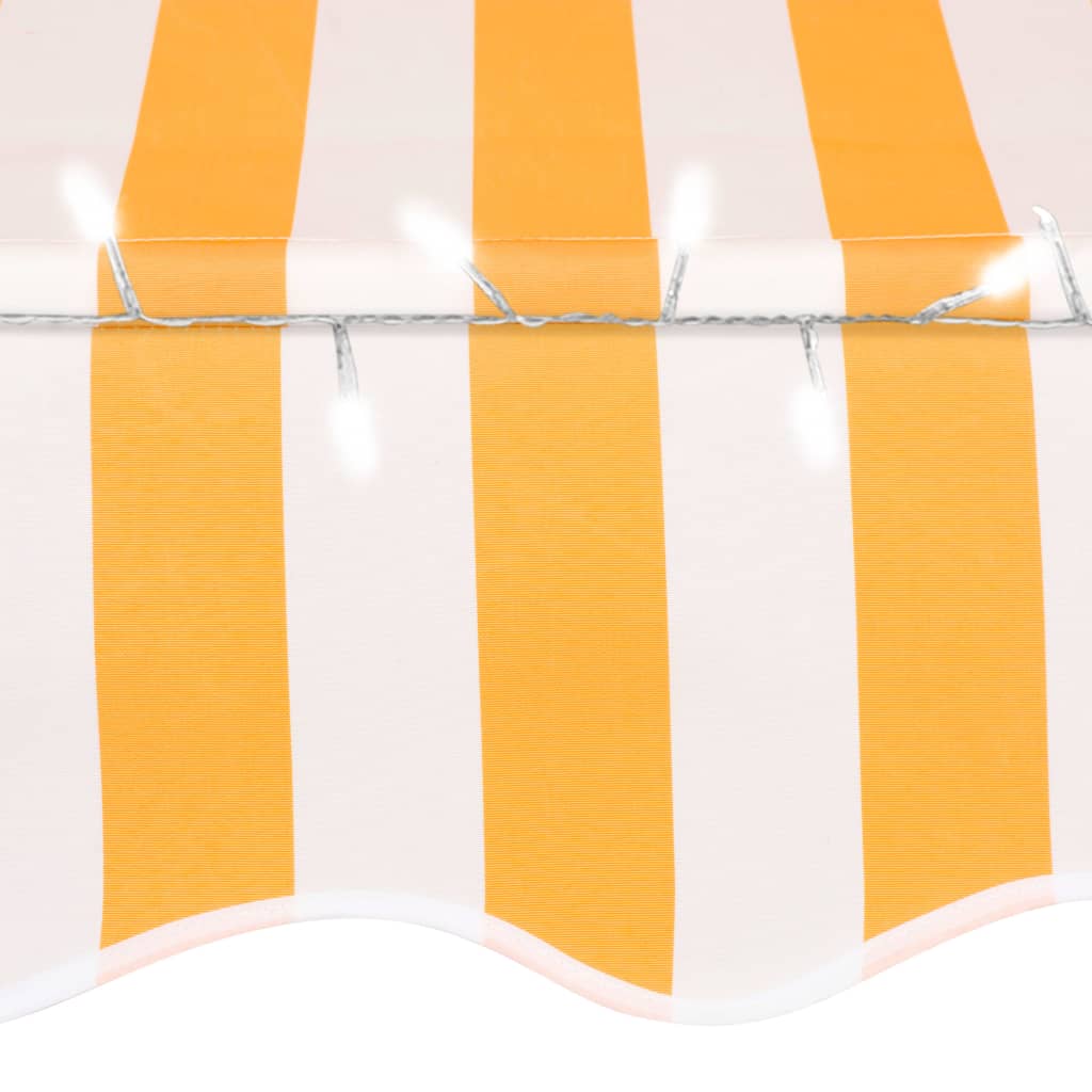Manuell uttrekkbar markise med LED 200 cm hvit og oransje