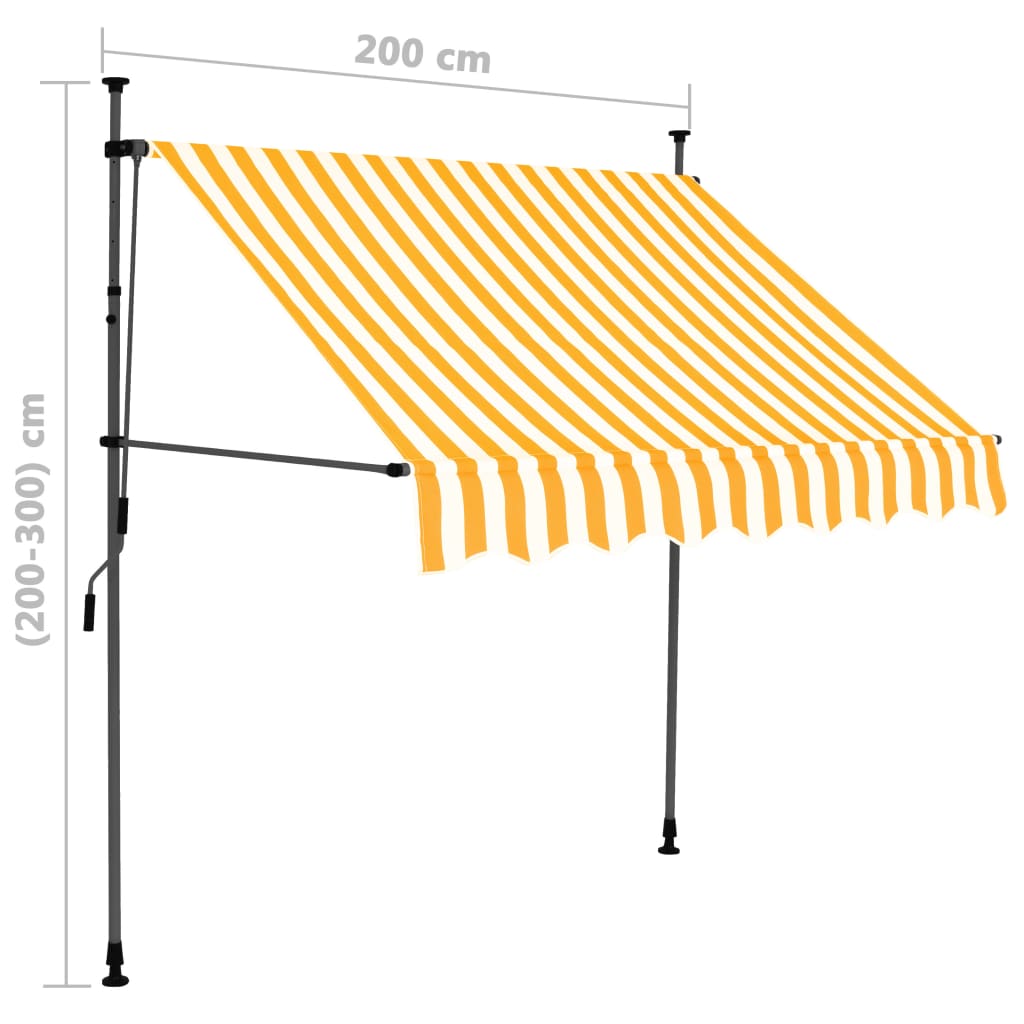 Manuell uttrekkbar markise med LED 200 cm hvit og oransje