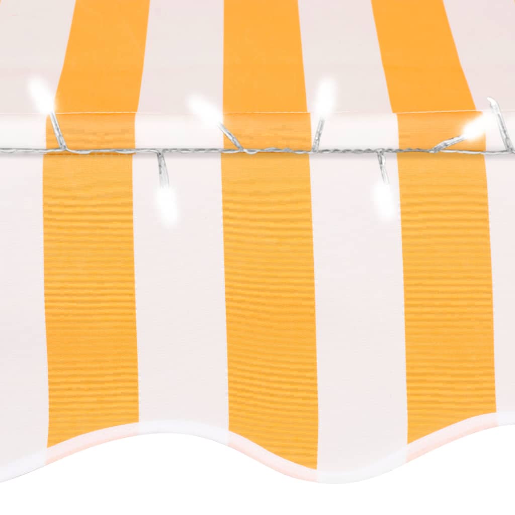 Manuell uttrekkbar markise med LED 250 cm hvit og oransje