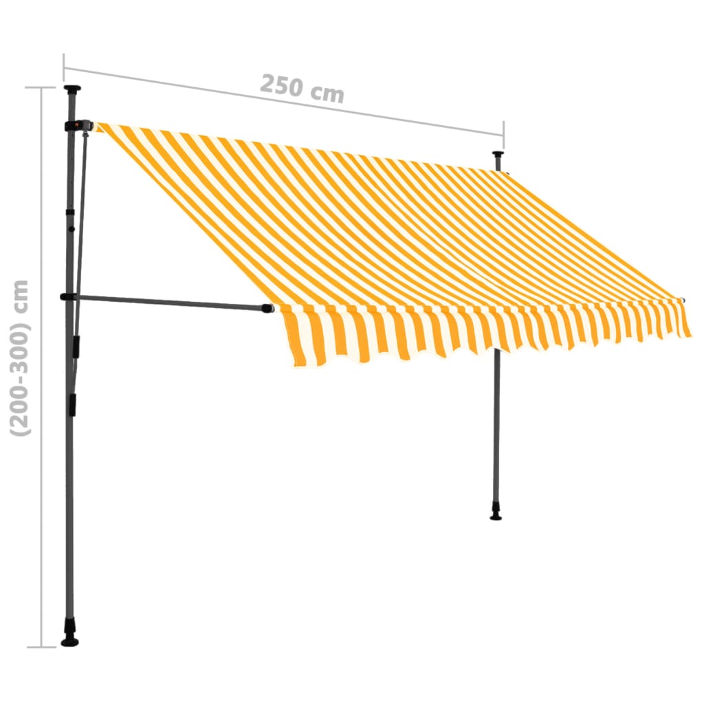 Manuell uttrekkbar markise med LED 250 cm hvit og oransje