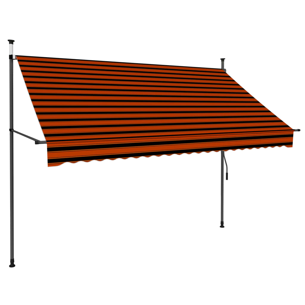 Manuell uttrekkbar markise med LED 250 cm oransje og brun
