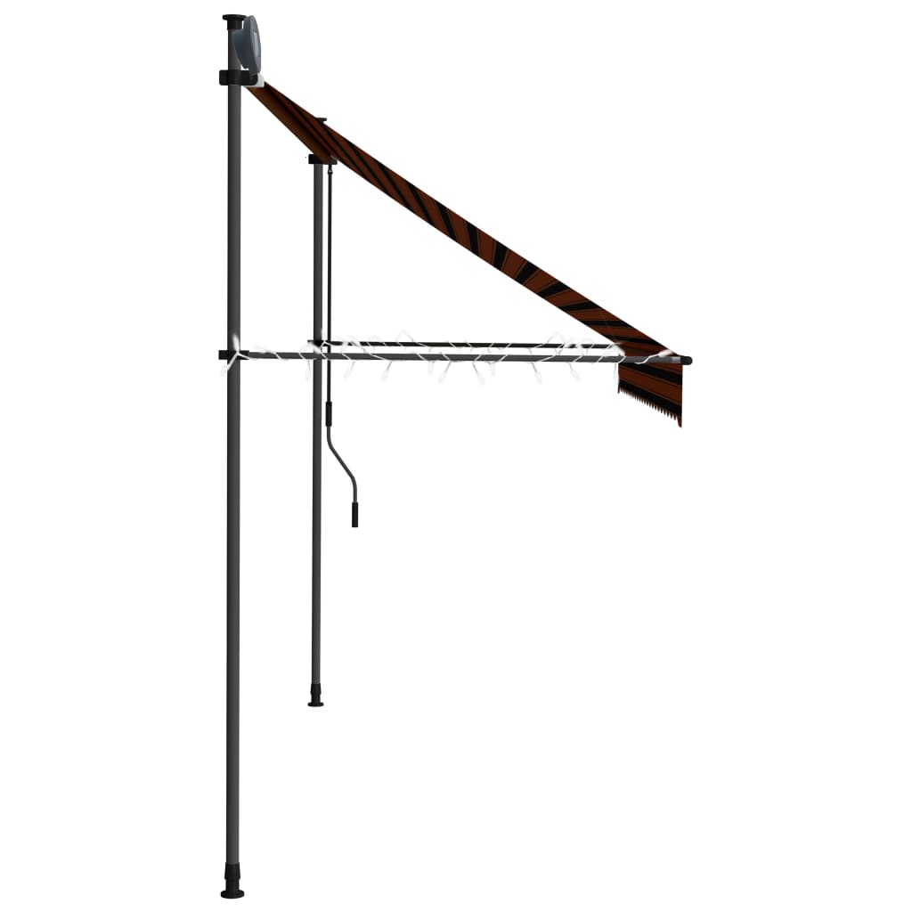Manuell uttrekkbar markise med LED 250 cm oransje og brun