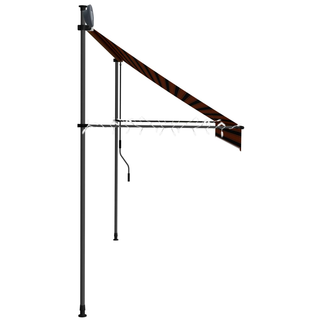 Manuell uttrekkbar markise med LED 300 cm oransje og brun