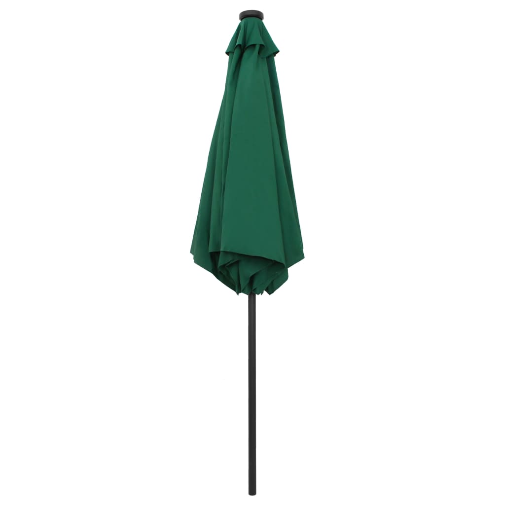 Parasoll med LED-lys og aluminiumsstang 270 cm grønn