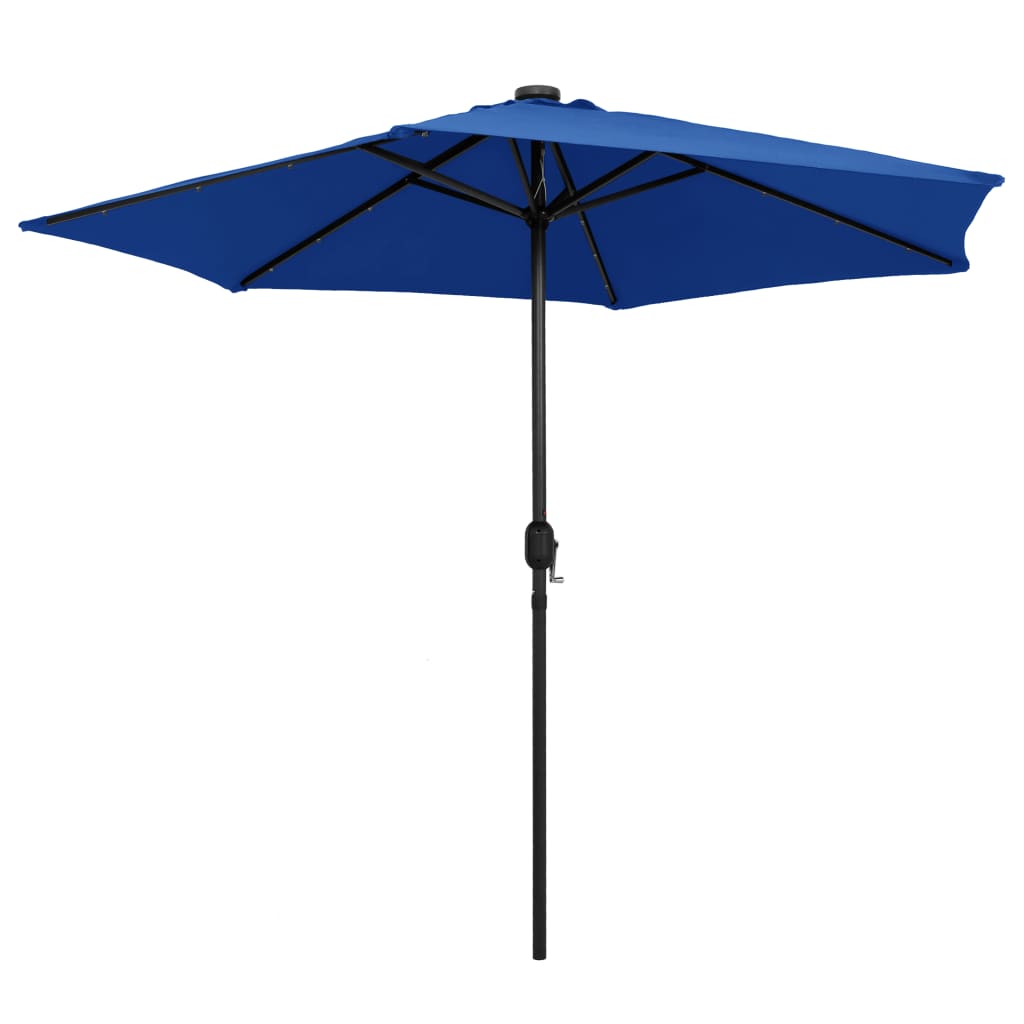 Parasoll med LED-lys og aluminiumsstang 270 cm asurblå