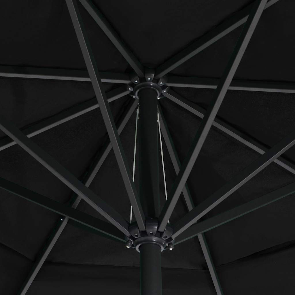 Hageparasoll med aluminiumsstang 600 cm svart