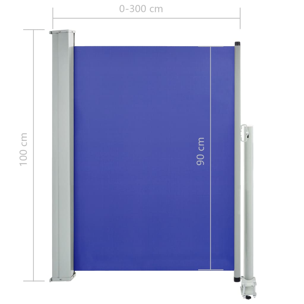 Uttrekkbar sidemarkise 100x300 cm blå