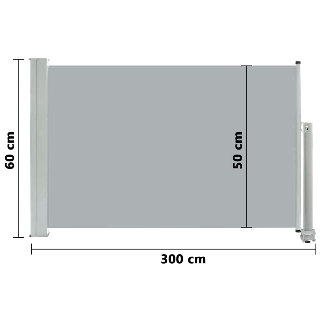 Uttrekkbar sidemarkise 60x300 cm grå