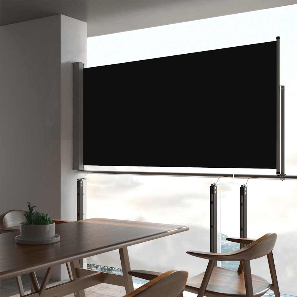 Uttrekkbar sidemarkise 80x300 cm svart