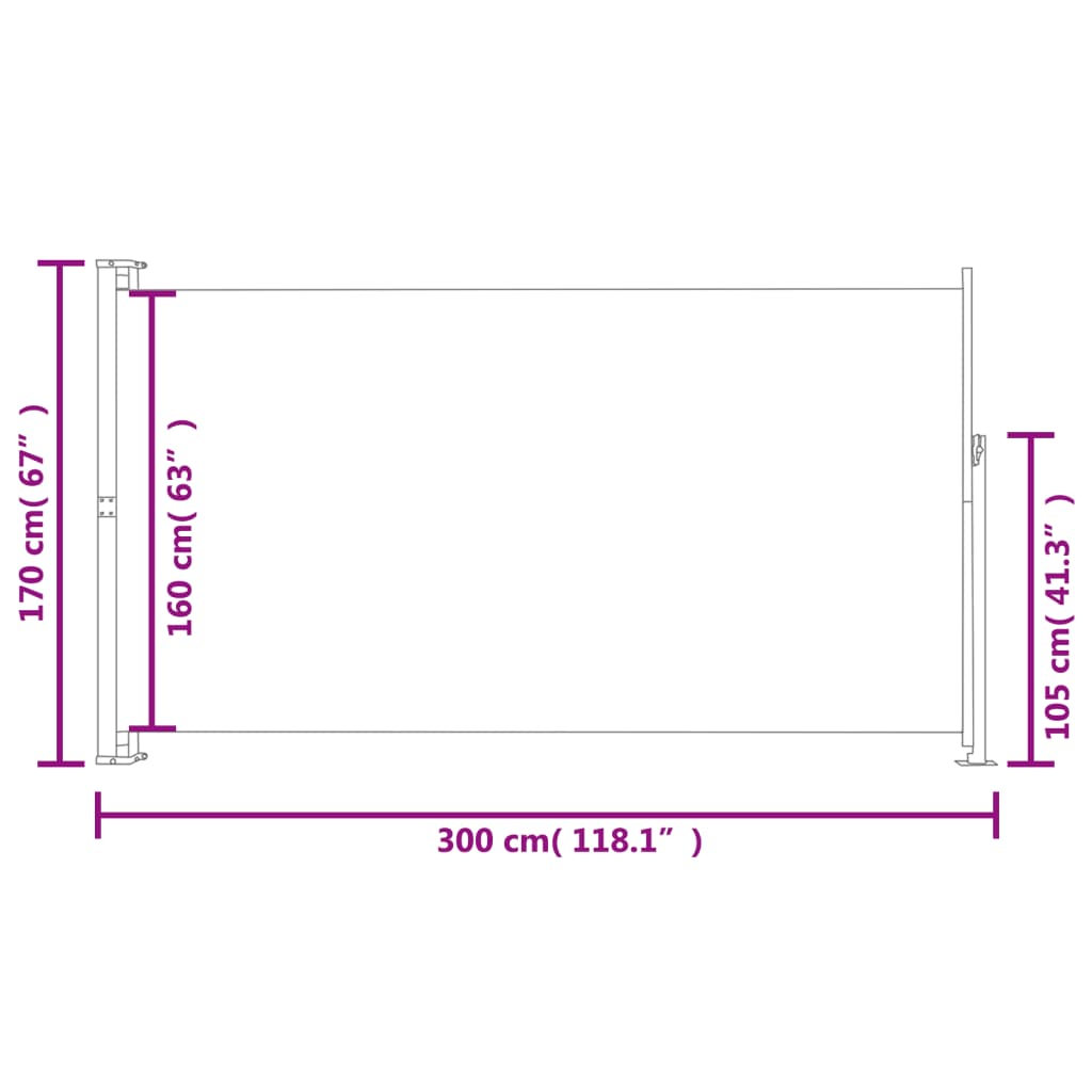Uttrekkbar sidemarkise 170x300 cm blå