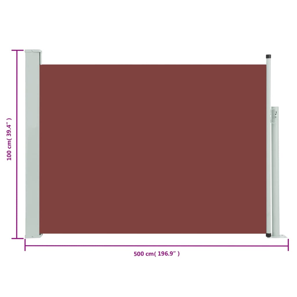 Uttrekkbar sidemarkise 100x500 cm brun