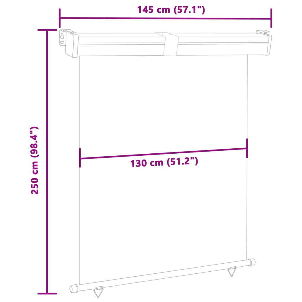Sidemarkise for balkong 145x250 cm svart