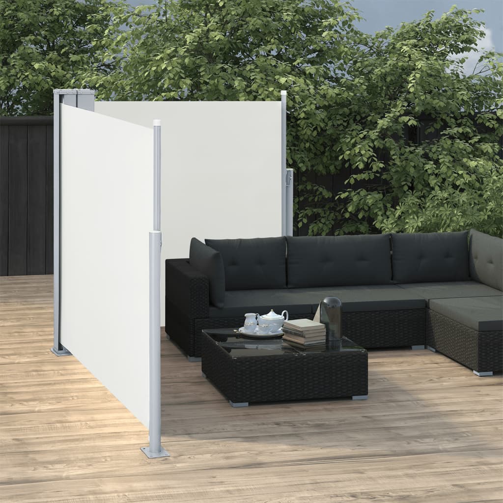 Uttrekkbar sidemarkise 120x600 cm kremhvit
