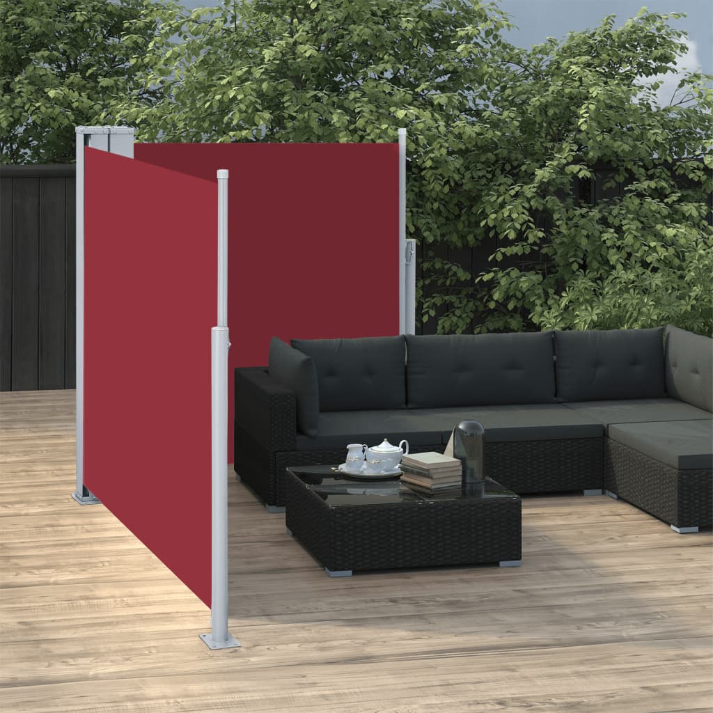 Uttrekkbar sidemarkise 120x600 cm rød