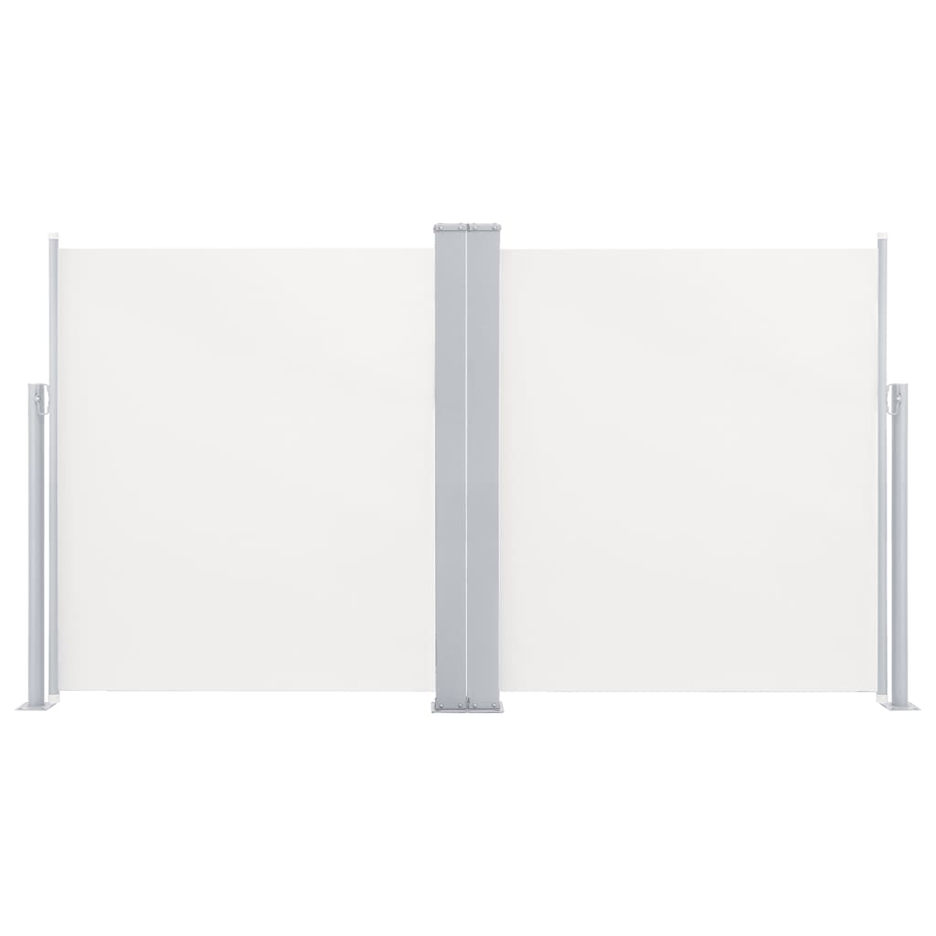 Uttrekkbar sidemarkise dobbel 170x600 cm kremhvit