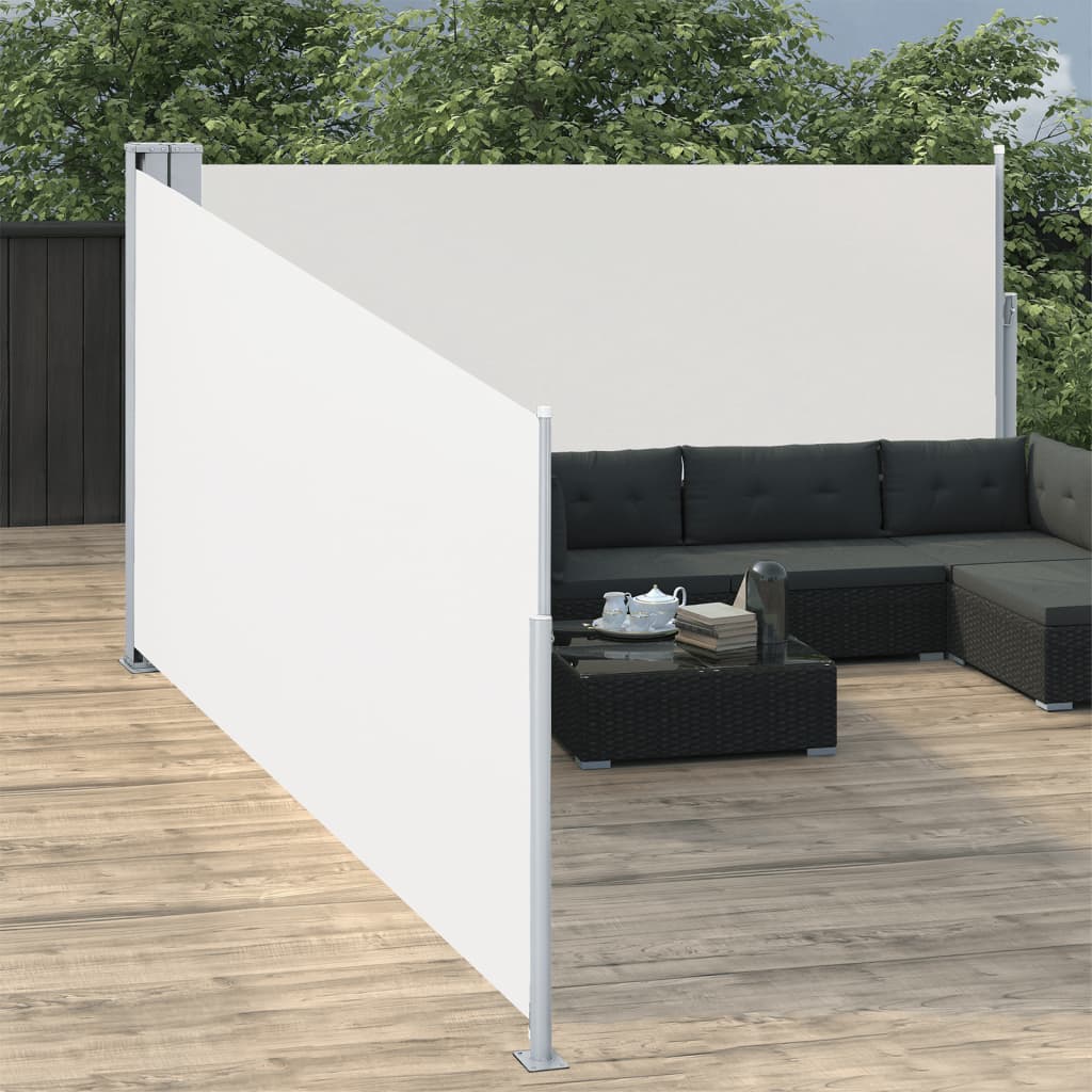 Uttrekkbar sidemarkise 140x1000 cm kremhvit