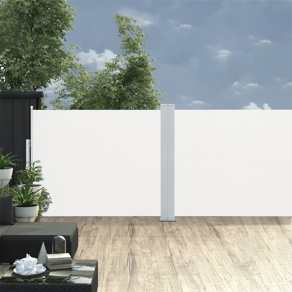 Uttrekkbar sidemarkise 140x1000 cm kremhvit