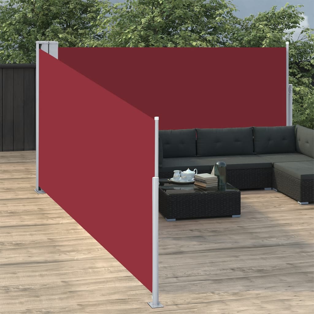 Uttrekkbar sidemarkise 140x1000 cm rød