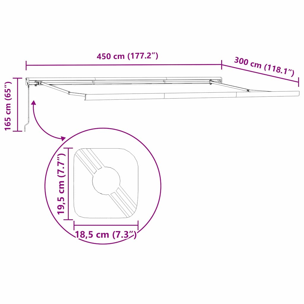 Markise Hvit 4,5 × 3 m Metall