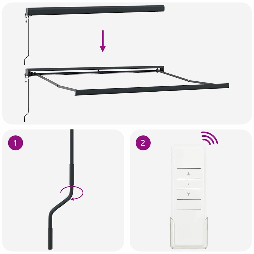 Markise Antrasitt 3 x 2,5 m Metall