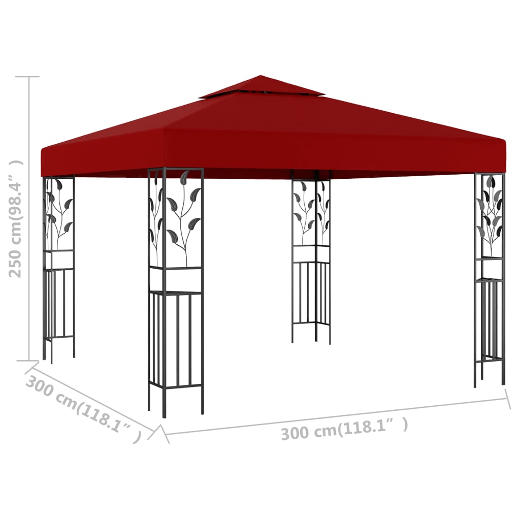 Paviljong 3x3 m vinrød