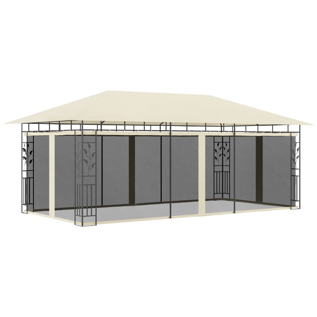 Paviljong med myggnett 6x3x2,73 m kremhvit