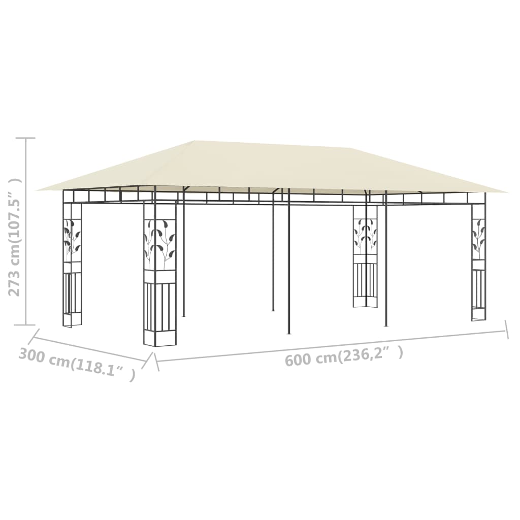 Paviljong med myggnett 6x3x2,73 m kremhvit