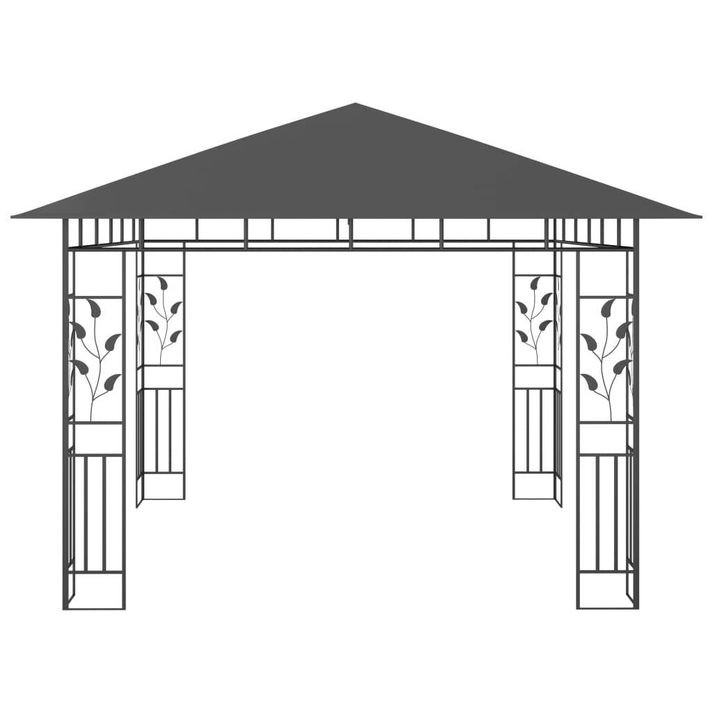 Paviljong med myggnett 3x3x2,73 m antrasitt 180 g/m²