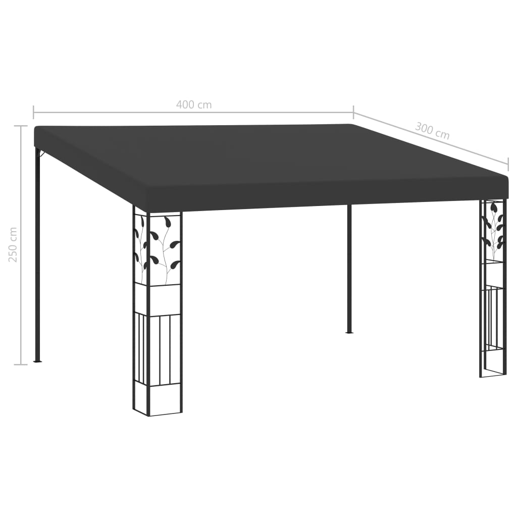 Veggmontert paviljong 4x3x2,5 m antrasitt